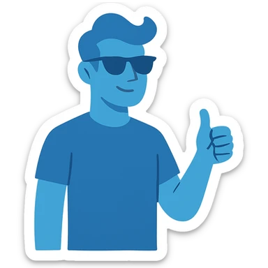 flat toon style cool blue man sticker