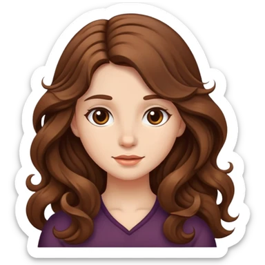 girl with long wavy brown hair and fair skin sticker