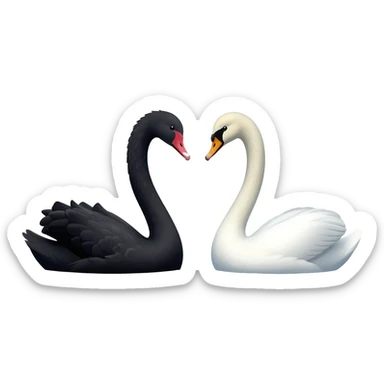 Black swan and pure white swan Two swan looking face each other floating sticker