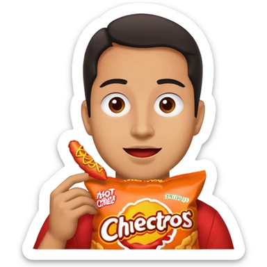 Ash Trevino eating a bag of hot Cheetos sticker