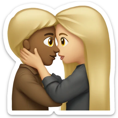 blonde girl kissing brown hair guy sticker