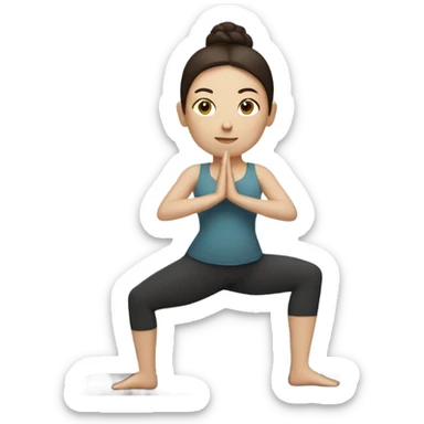 White woman with dark brown hair doing yoga sticker
