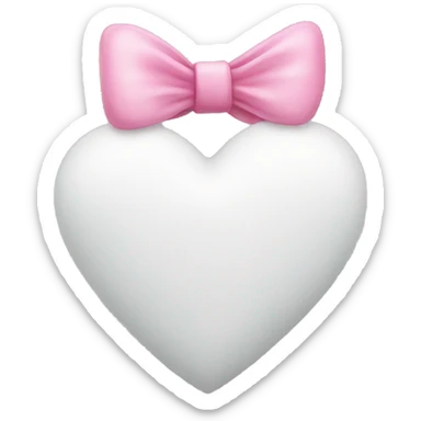 White heart with pink bow on it  sticker