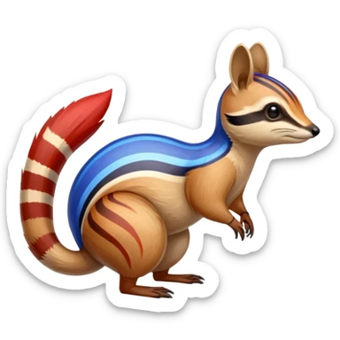Shiny Colorful Red and Blue exotic Numbat (full body) sticker
