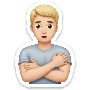 A man crossing his arms and choking himself sticker