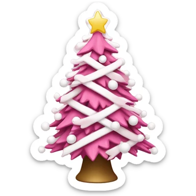 Pink Christmas tree with white ornaments sticker
