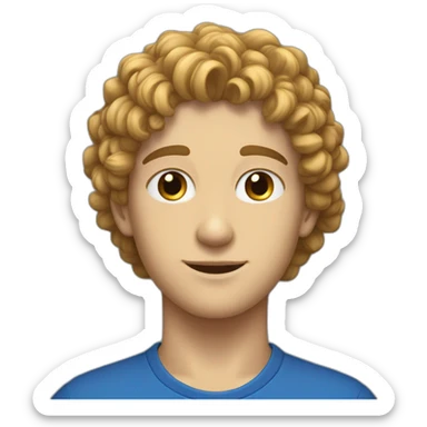 jeune homme avec des cheveux châtains bouclés, des yeux bleus clairs sticker