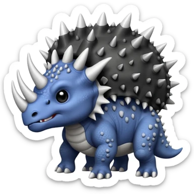 cute triceratops angry, black and white sticker