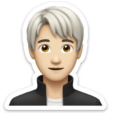 white skin color japanese man with black anime hair, make it from shoulders and create only one emoji sticker