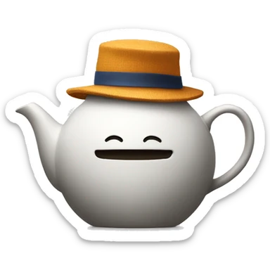 Teapot with a hat sticker