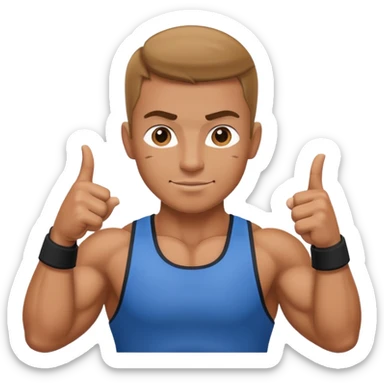 Gym trainer pointing at the camera sticker