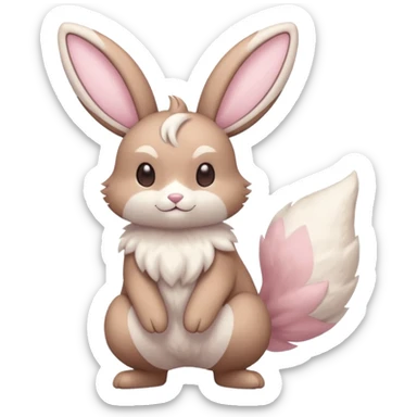 Pastel pink and pastel brown and pastel white Lopunny-Cinccino-fusion (full body) sticker
