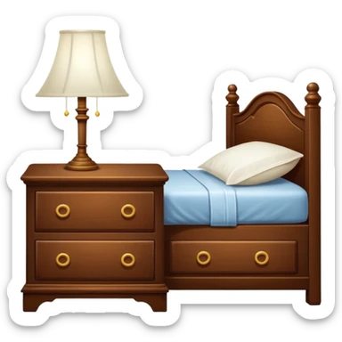a Cupboard-commode-drawer-night-bed-stand furniture with a night lamp on  sticker