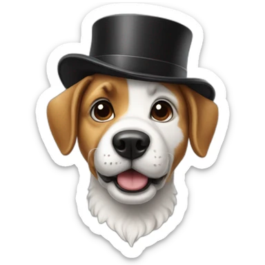 a dog with charles chaplin hat sticker