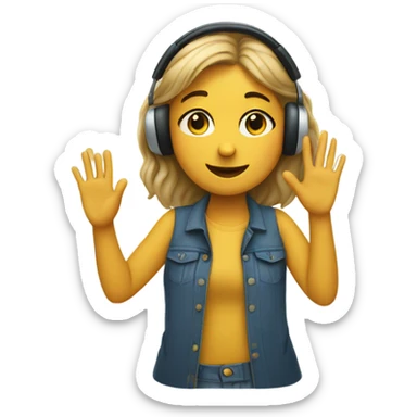 Girl with hand in air listening to music and bobbing her head side to side sticker