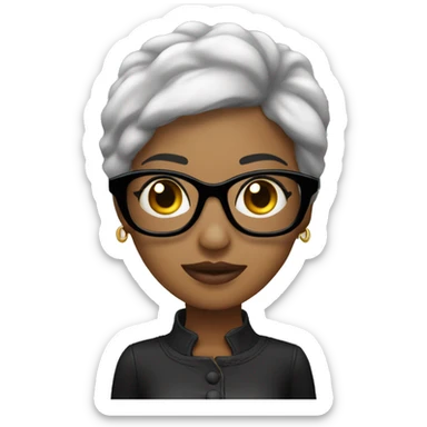 Mujer morena cabello negro con lentes sticker