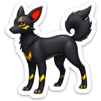 Shiny Exotic Excessive Mysterious Umbreon-Houndour-Poochyena-Pokémon-Fakémon-hybrid-creature (full body) sticker