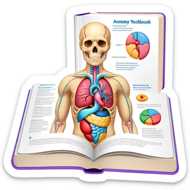 anatomy textbook with human body diagram on cover sticker