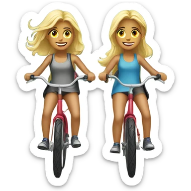 Blonde twins riding bikes sticker