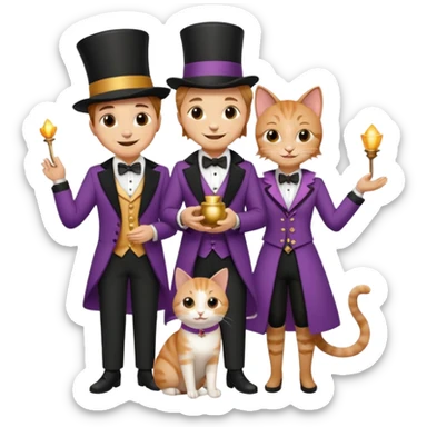 magician couple and th@ClashOfClansShopNo1eir pet cat sticker