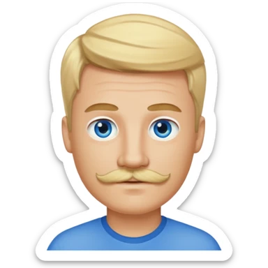 guy with blond hair, mustache, and blue eyes sticker