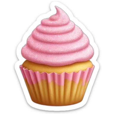 Happy light pink glittery cupcake sticker