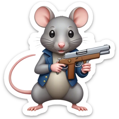 Rat with a gun sticker