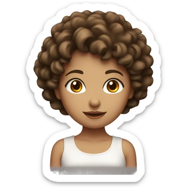 cute girl with short brown perm hair sticker