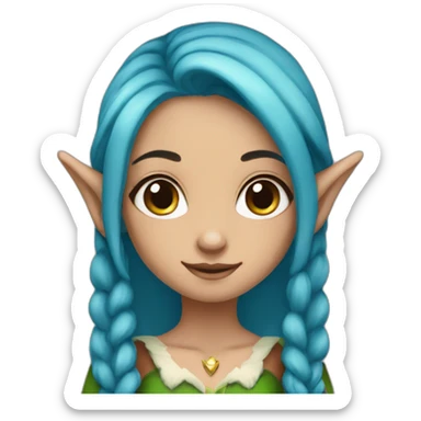 Elf girl with blue hair brown eyes sticker