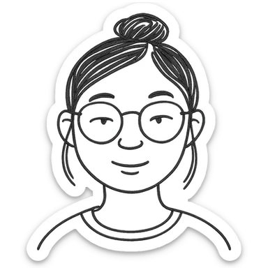 asian girl with clear glasses sticker