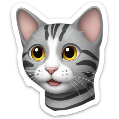 grey cat with stripes male happy sticker