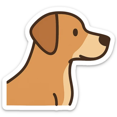 flat toon style side profile of a dog sticker