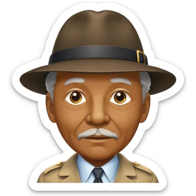 Elderly Black Detective with a mangold hat sticker