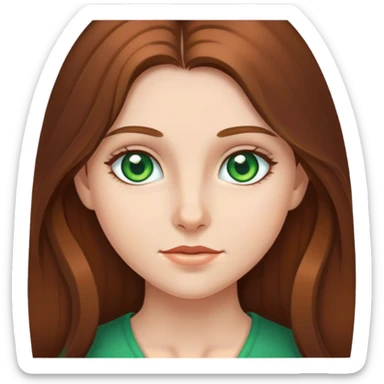 girl with long brown hair green eyes sticker