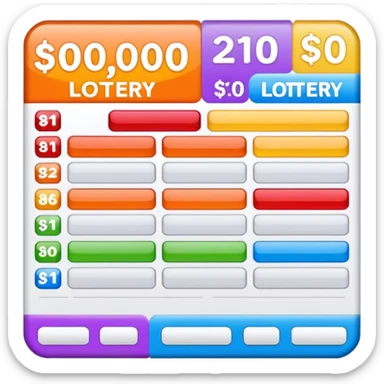 Create blank lottery coupon, clean and colorful, with different header colors and simple grid sections. No numbers, no text sticker