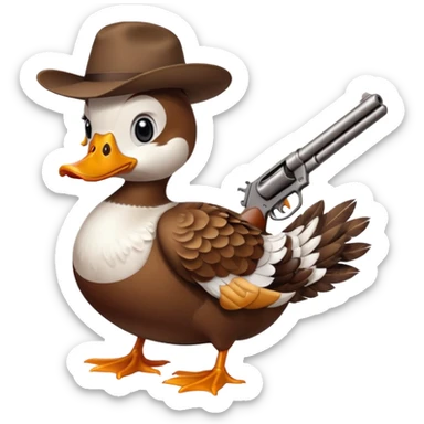 angry duck with a gun in his hand  sticker