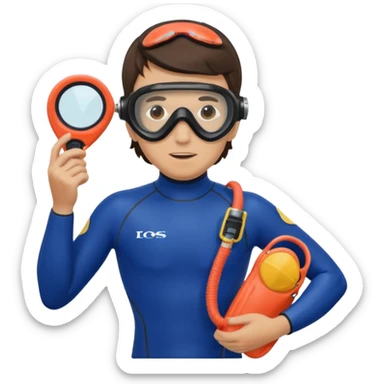 Diver + blue wetsuit,Coral Diver. sticker