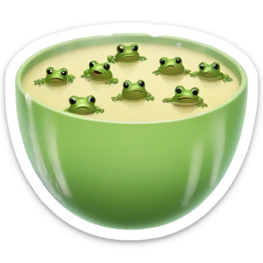 Bowl of soup with frogs sticker