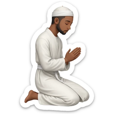 молящийся черный  мусульманин в полный рост с боку на коленях sticker
