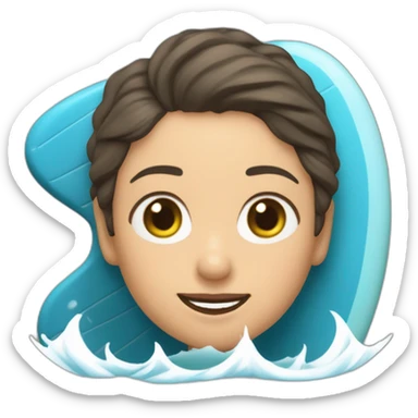 mujer de 30 años morena haciendo surf en las inundaciones de zaragoza sticker