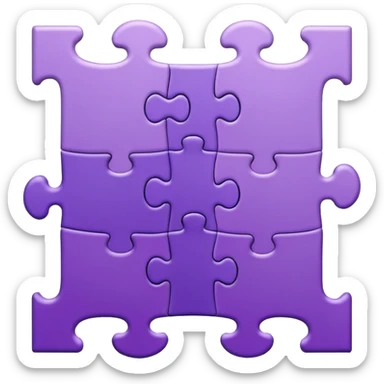 Create an icon of a puzzle for "Featured Projects" on a dark background #22223B. Show multiple puzzle pieces connected together, with one piece slightly separated or highlighted as the final piece. The puzzle pieces should be shades of purple that harmonize with the background. sticker