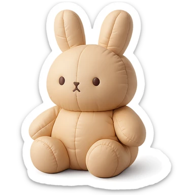 milk tea bunny sitting still with blank stare, cushion style sticker