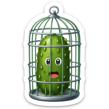 Pickle in a cage sticker