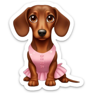 Cute Lady brown Dachshund whith dress sticker