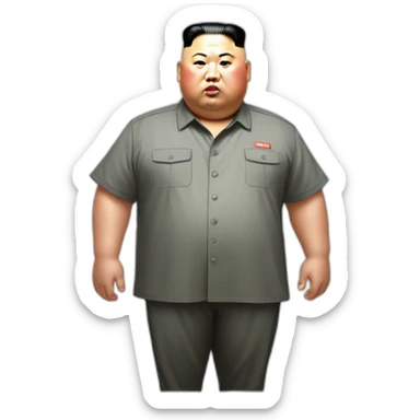 super fat Kim jong un wear shirt with a white tick mark which is NIKE LOGO sticker