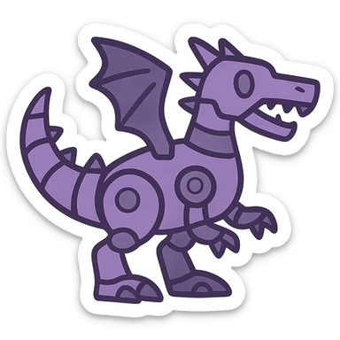 flat toon style purple robot dragon sticker