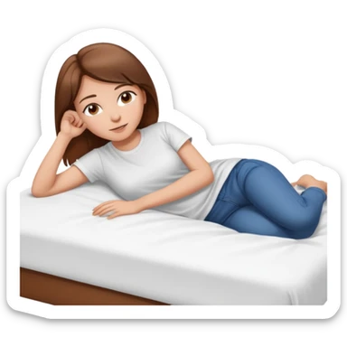 lying on withe bed brown hair girl just chill sticker
