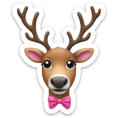 Reindeer with a little pink bow sticker