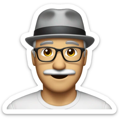 homme blanc sans cheveux avec un bonnet noir des lunettes et une moustache  sticker