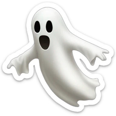 a white ghost moving up the floor going to a party sticker